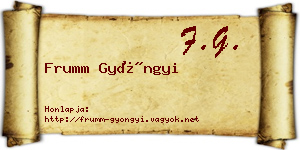 Frumm Gyöngyi névjegykártya